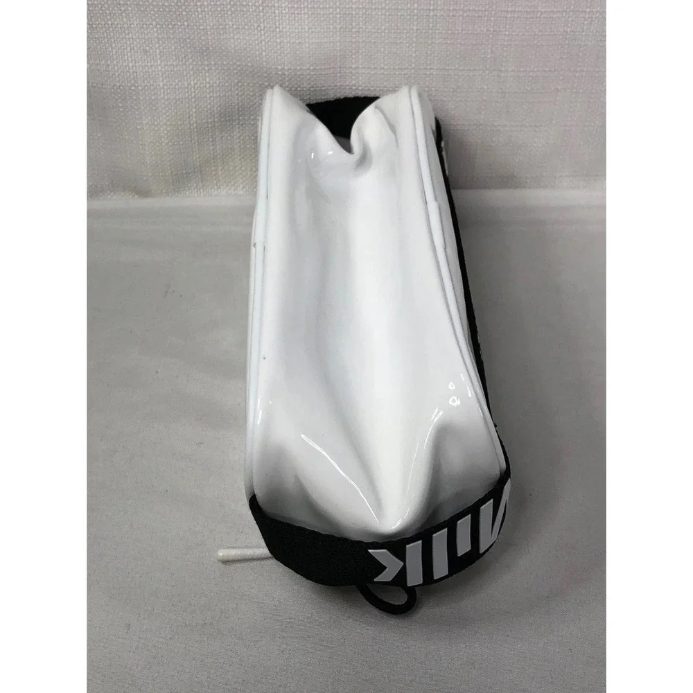 Milk Makeup White Patent Vinyl Cosmetic Bag Neon Orange Lining Logo Strap Pouch